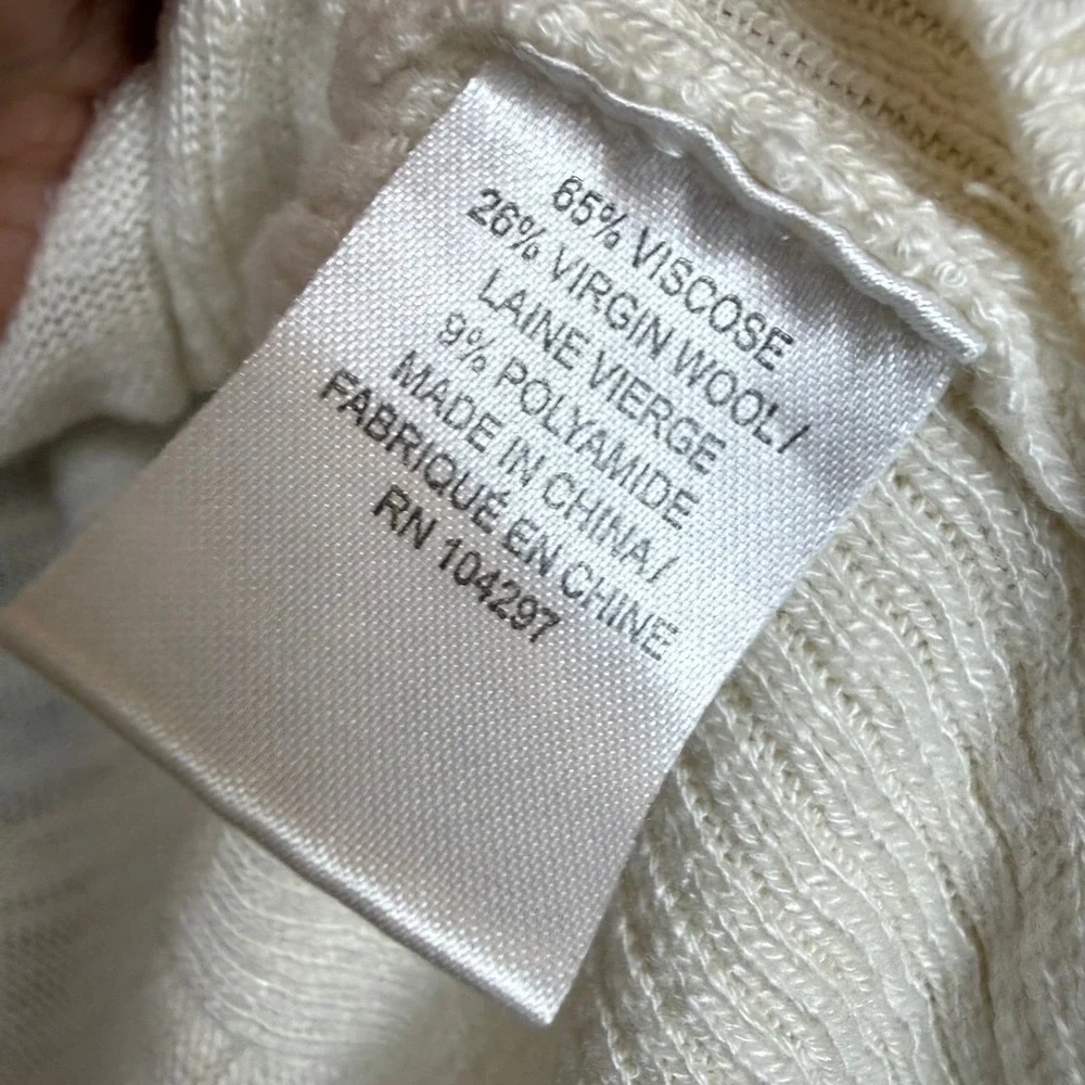 Milly Cream Ribbed Crewneck Sweater - Picture 11 of 11